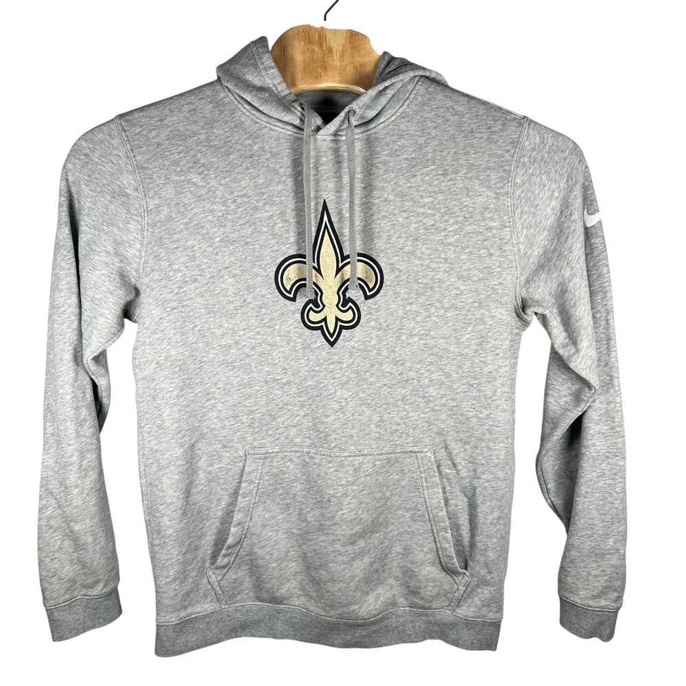 Nike New Orleans Saints Hoodie Mens Large Gray Fleur-de-lis Graphic Pullover